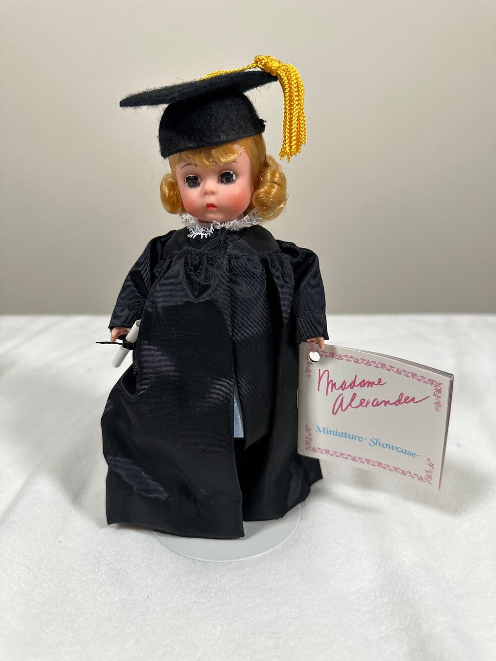 Madame Alexander Miniatures Graduate Doll 7” Vintage Collector w/ Box Tag Stand